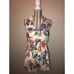 Papaya Printed Halter ROMPER